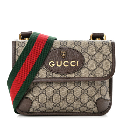 Gucci GG Supreme Monogram Web Small Neo Vintage Double Flap Messenger Bag Beige New Acero 1 of 13