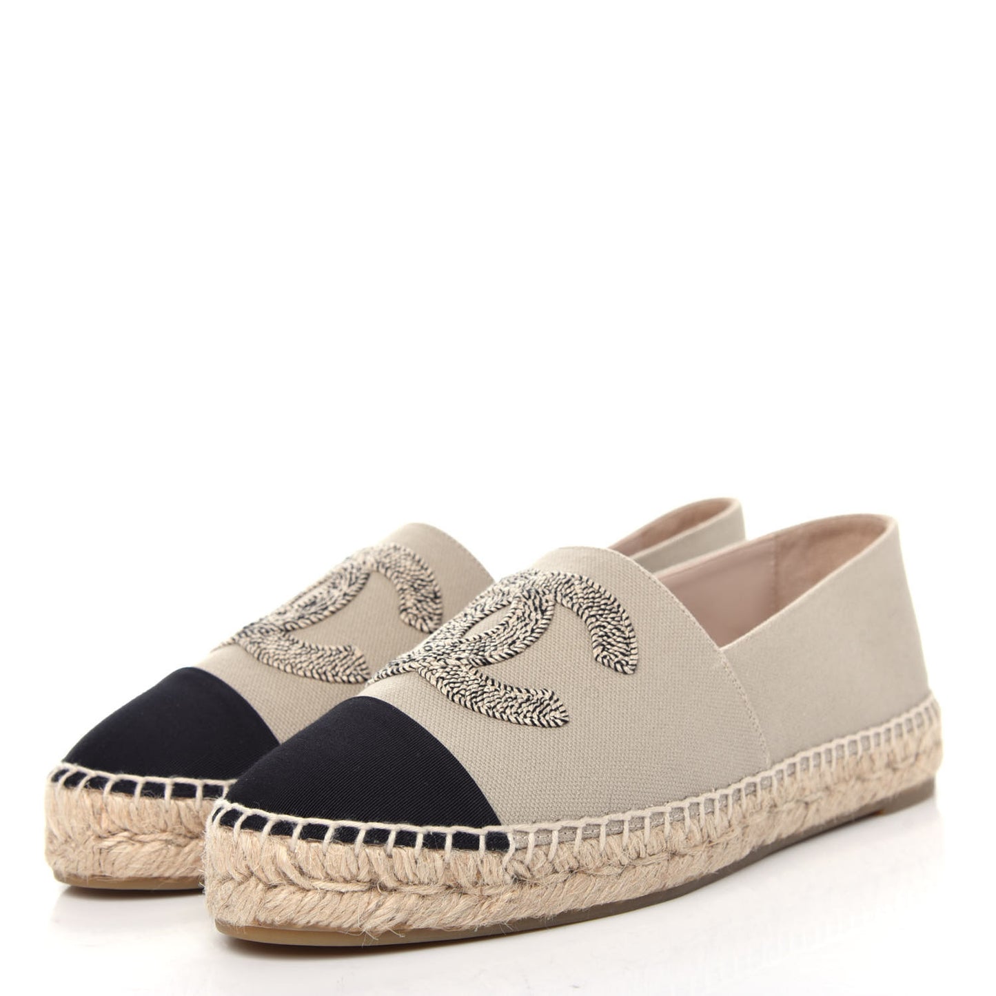 Canvas Grosgrain CC Espadrilles 39 Light Green Black