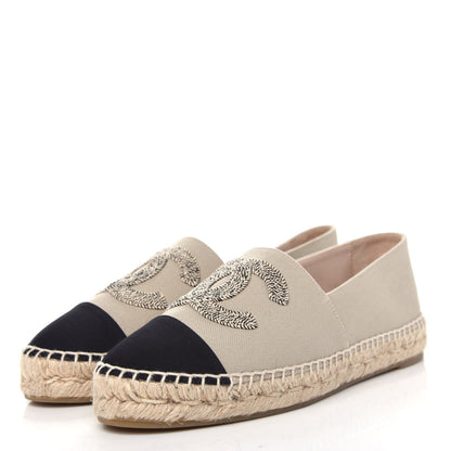 Chanel Canvas Grosgrain CC Espadrilles 39 Light Green Black 3 of 12