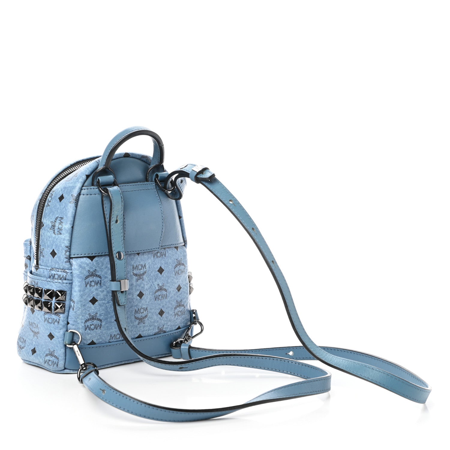 MCM Visetos Side Stud X-Mini Stark Bebe Boo Backpack Blue 3 of 9
