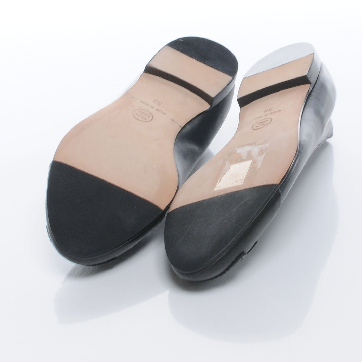 Leather CC Cap Toe Ballerina Flats 38 Navy