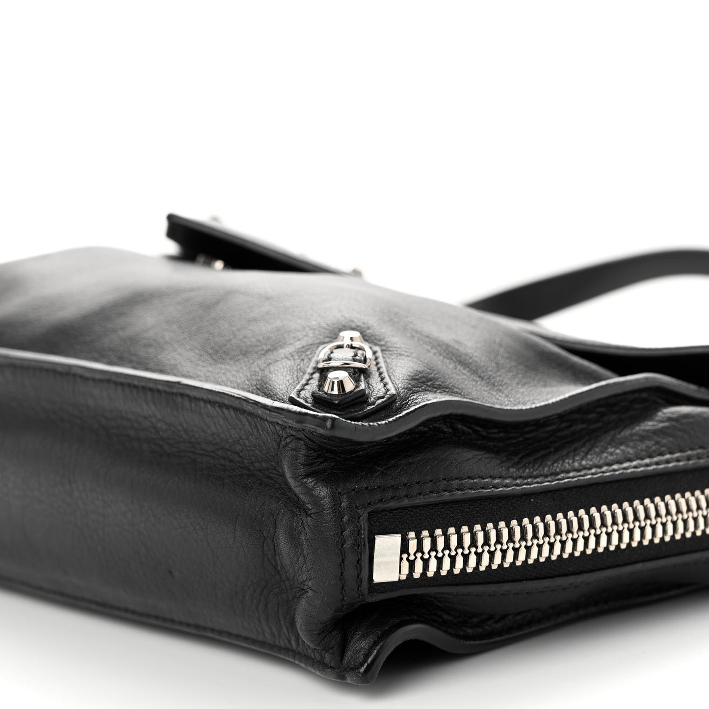 Calfskin Papier Sight Shoulder Bag Black