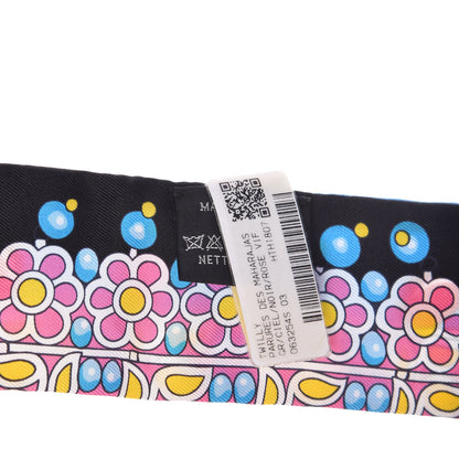 Hermes Silk Parures Des Maharajas Twilly Ciel Black Rose Vif 3 of 5