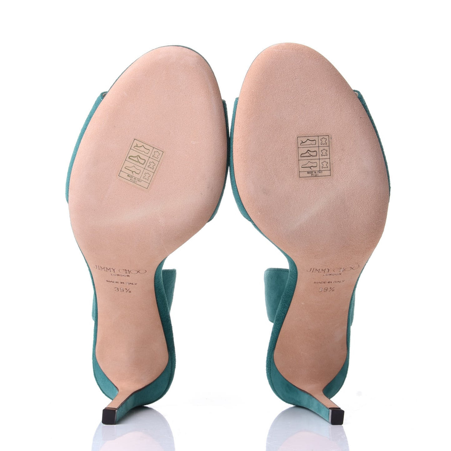 Suede Peep Toe Sandals 39.5 Emerald