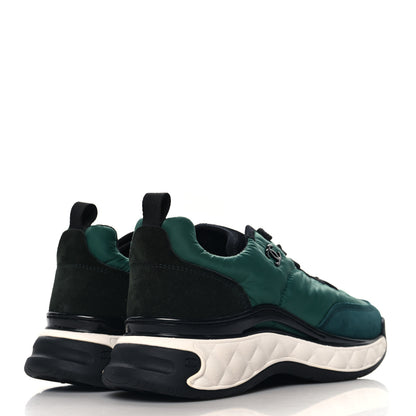 Chanel Nylon Suede Calfskin CC Sneakers 35.5 Green 5 of 9
