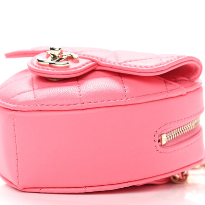 Chanel Lambskin Quilted CC In Love Heart Waist Belt Bag With Chain Pink 10 of 11