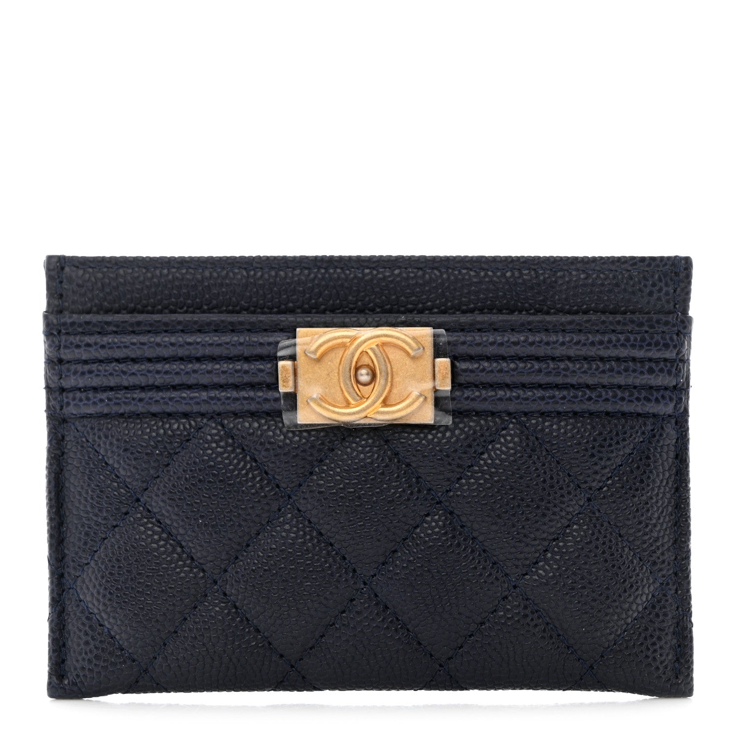 Chanel Caviar Quilted Boy Card Holder Blue 1 of 9