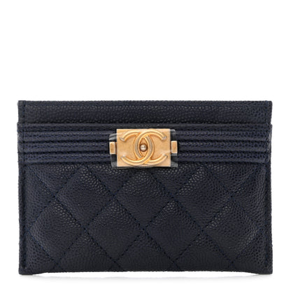 Chanel Caviar Quilted Boy Card Holder Blue 1 of 9