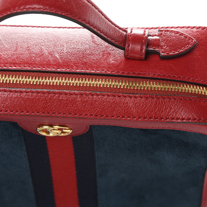 Gucci Suede Calfskin Web Small Ophidia Top Handle Shoulder Bag New Blue Romantic Cherry 13 of 16