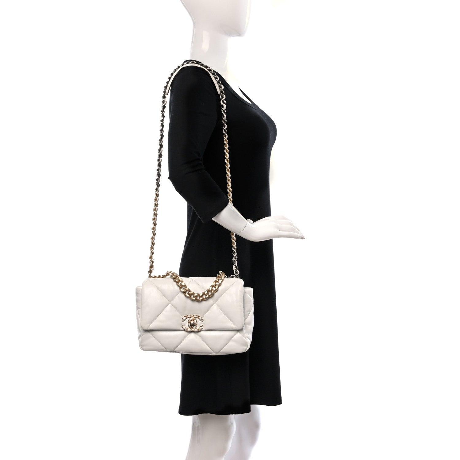 Chanel Lambskin Quilted Medium Chanel 19 Flap White 2 of 11