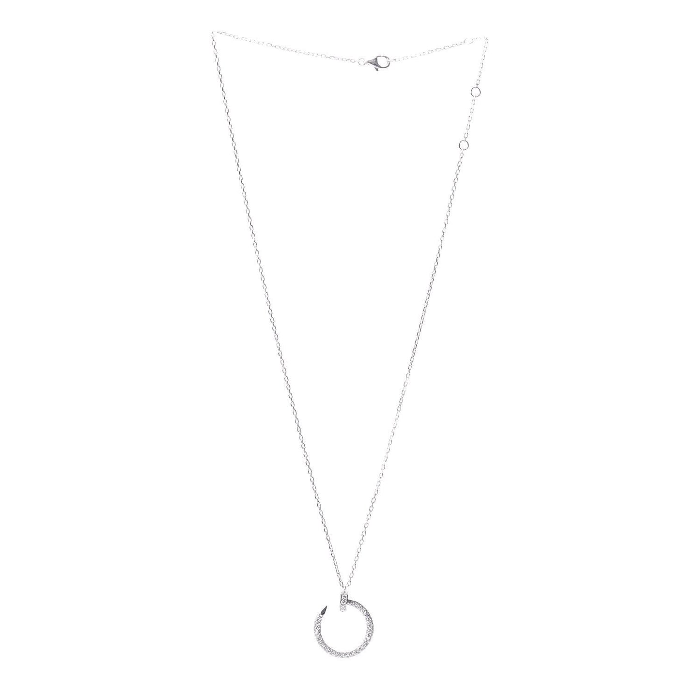 18K White Gold Diamond Juste Un Clou Paved Pendant Necklace