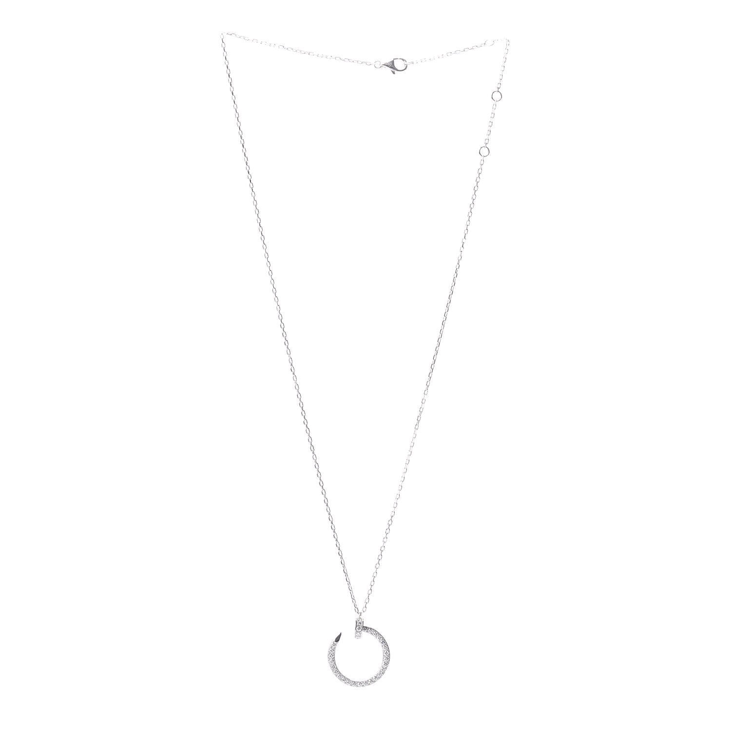 Cartier 18K White Gold Diamond Juste Un Clou Paved Pendant Necklace 3 of 5