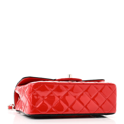 Chanel Patent Calfskin Quilted Bi-Color Mini Rectangular Flap Red Black 4 of 10