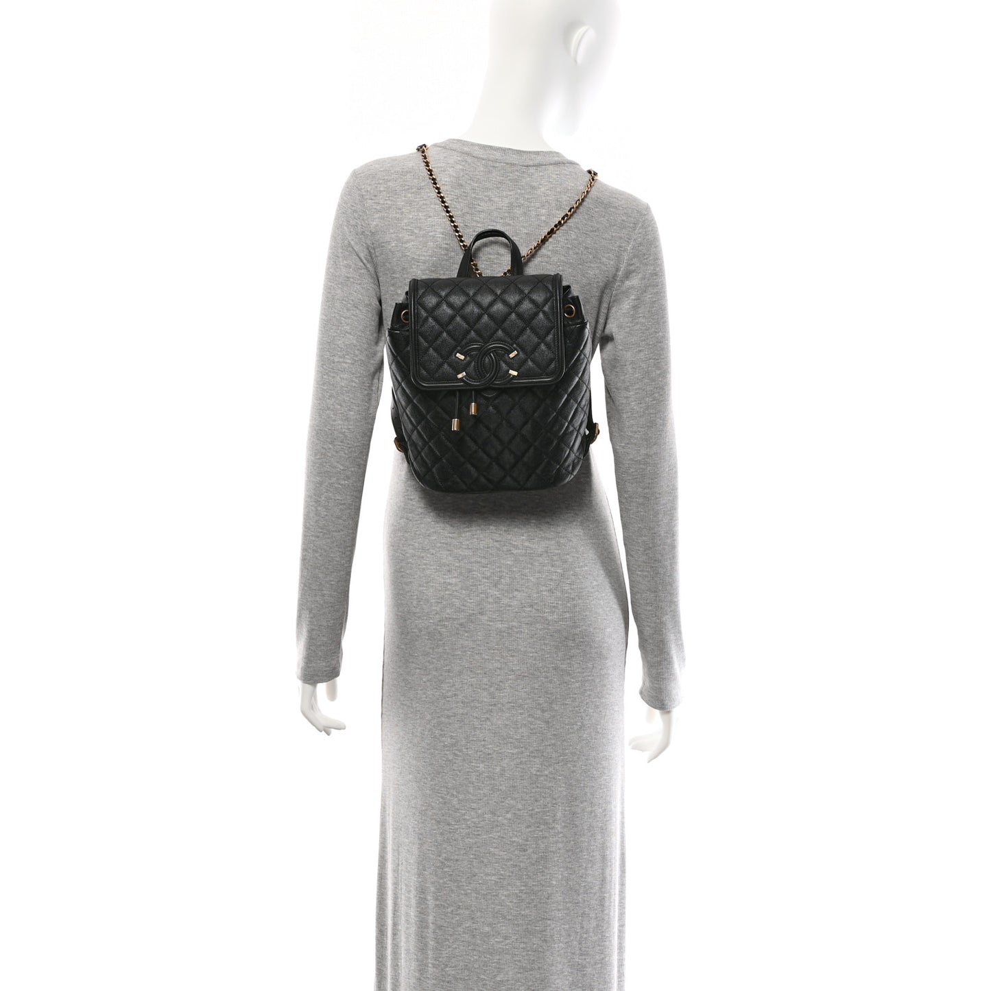 Caviar Quilted Small Filigree Backpack Black