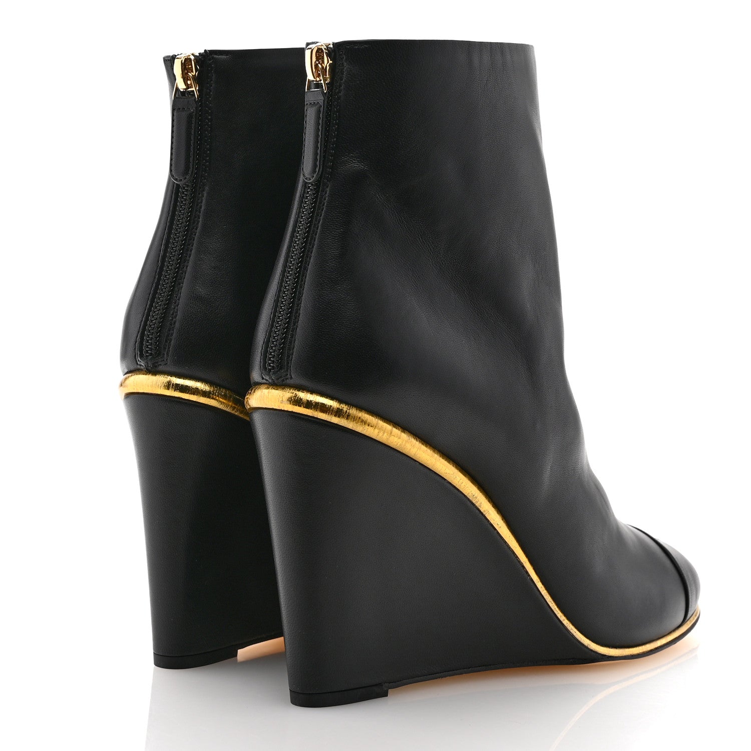 Chanel Lambskin Cap Toe Wedge Ankle Boots 42 Black 5 of 10