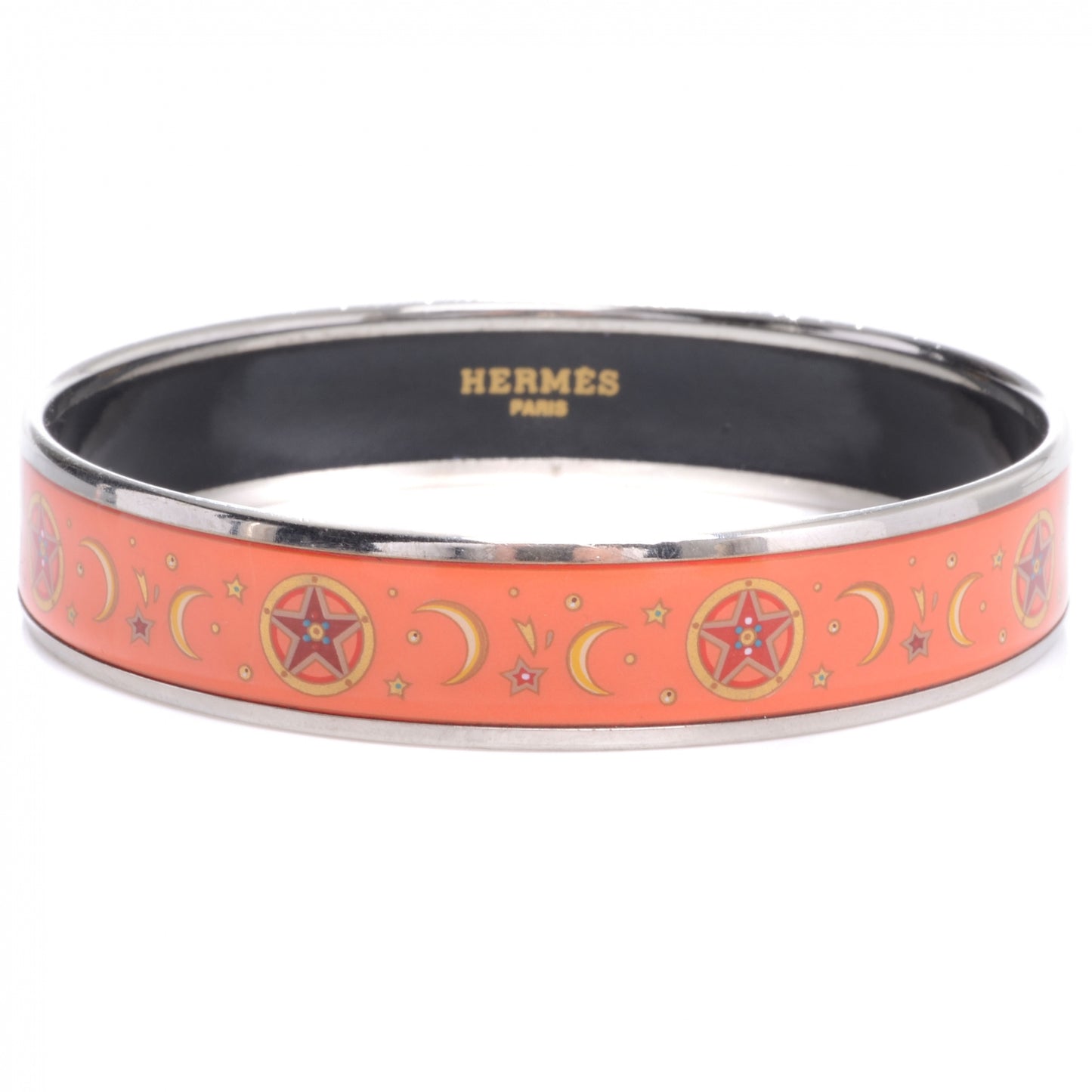 Enamel Medium Printed Moons and Stars Bracelet 65 Orange