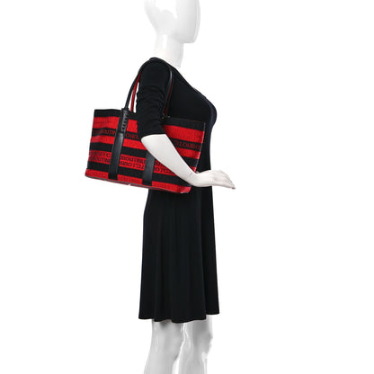 Christian Louboutin Canvas Spikes East West Cabata Tote Red Black 3 of 15