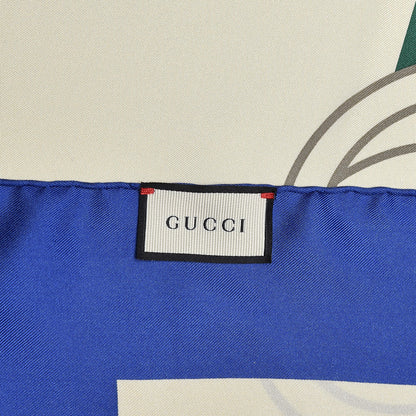 Gucci Silk Logo Square Scarf Ivory Blue 6 of 6