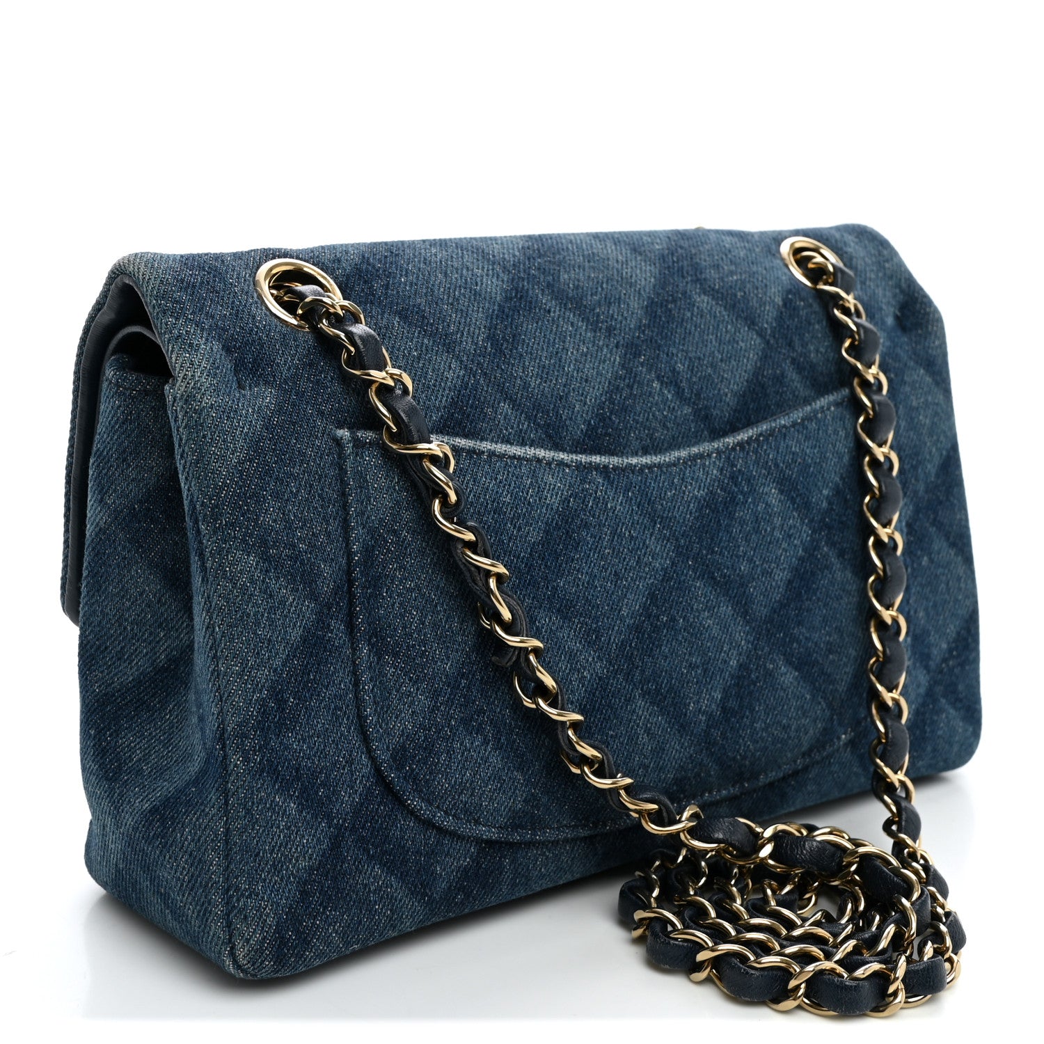 Chanel Printed Denim Quilted Small Double Flap Light Blue 2 of 9