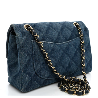 Chanel Printed Denim Quilted Small Double Flap Light Blue 2 of 9