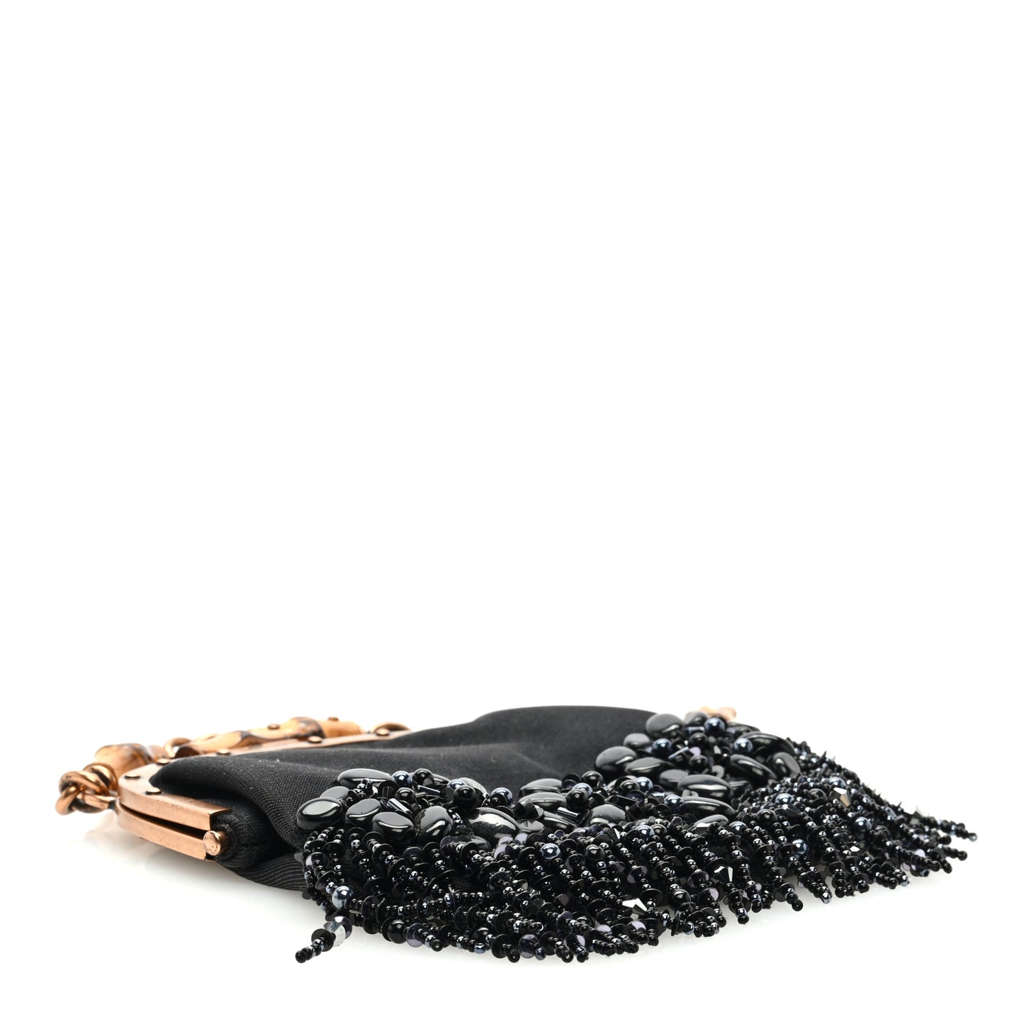 Nylon Beaded Bamboo Clutch Bag Black