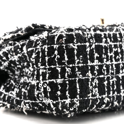 Chanel Tweed Quilted Mini Top Handle Rectangular Flap Black White 9 of 16