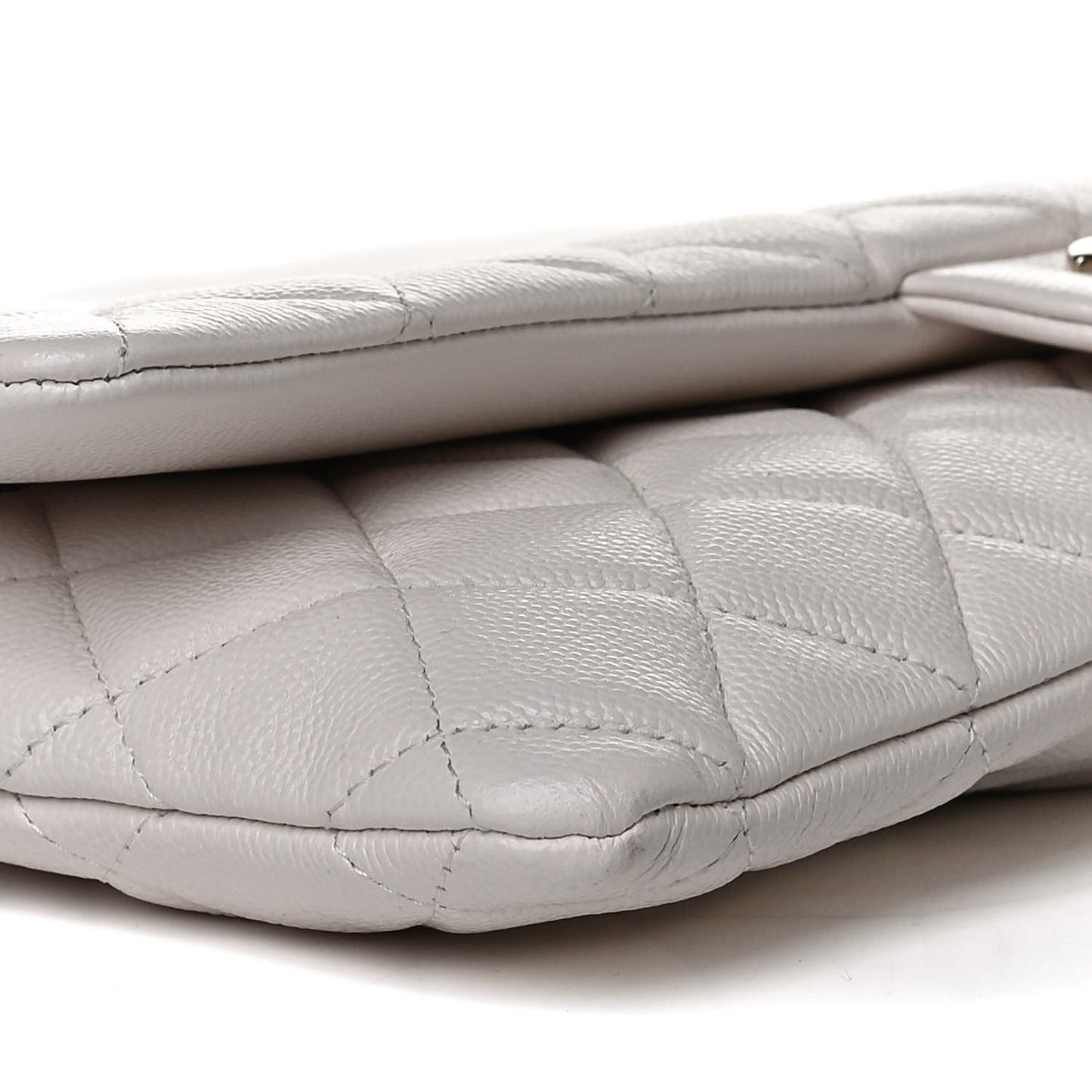Caviar Quilted Flap Clutch White