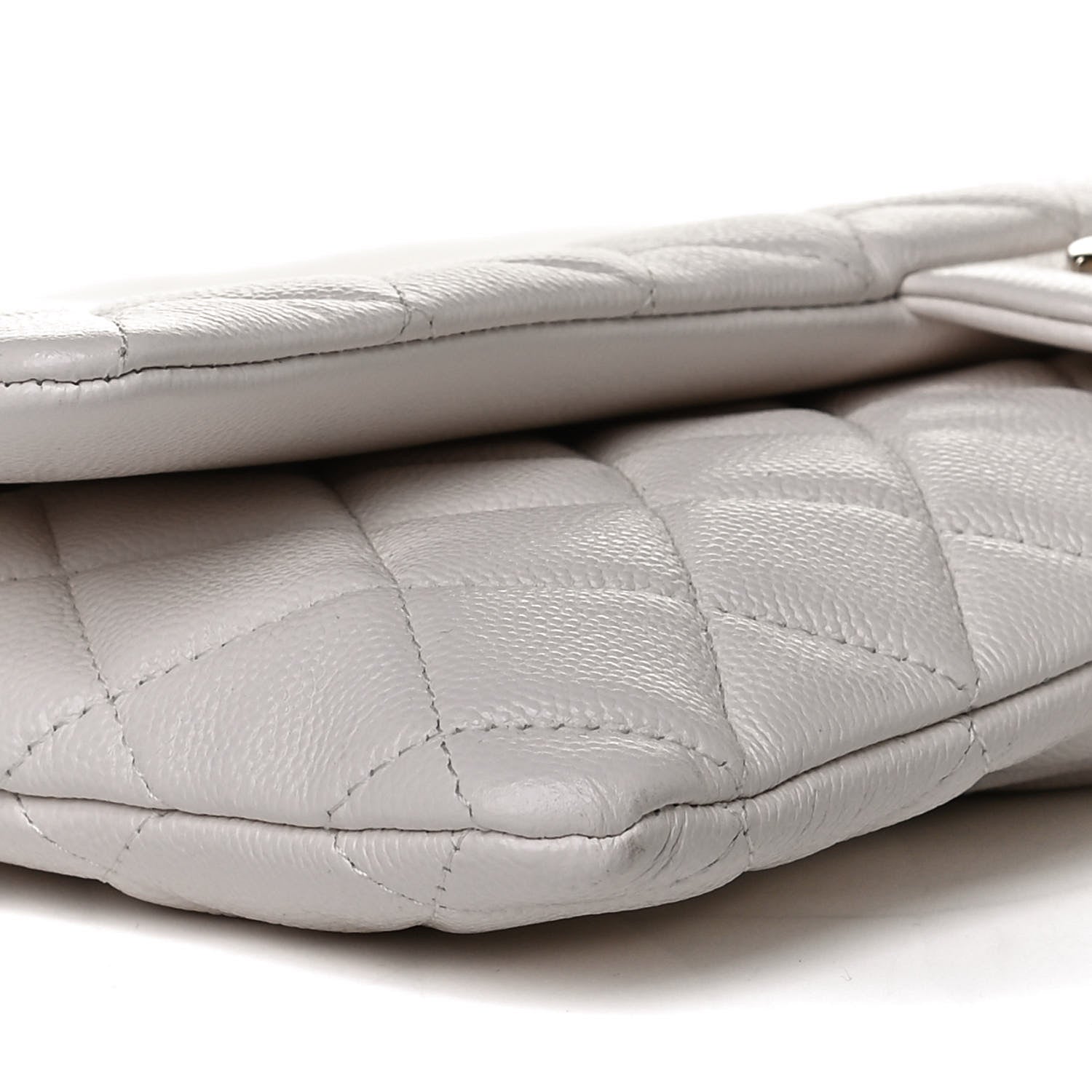 Chanel Caviar Quilted Flap Clutch White 10 of 11