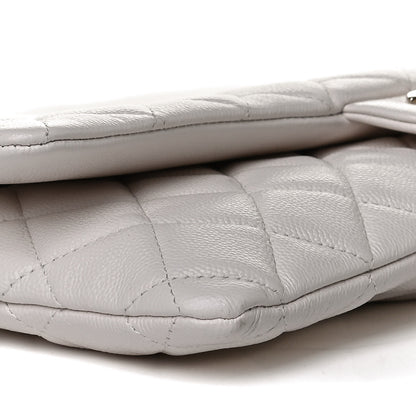 Chanel Caviar Quilted Flap Clutch White 10 of 11