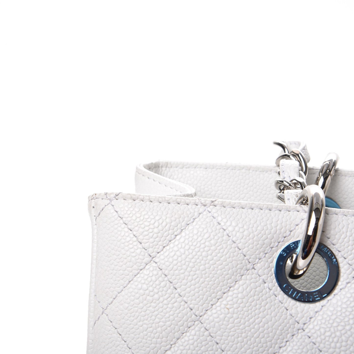 Caviar Quilted Grand Shopping Tote GST White