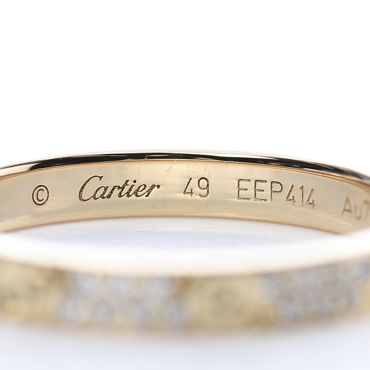 18K Yellow Gold Diamond 2.6mm LOVE Paved Band Ring 49 4.75
