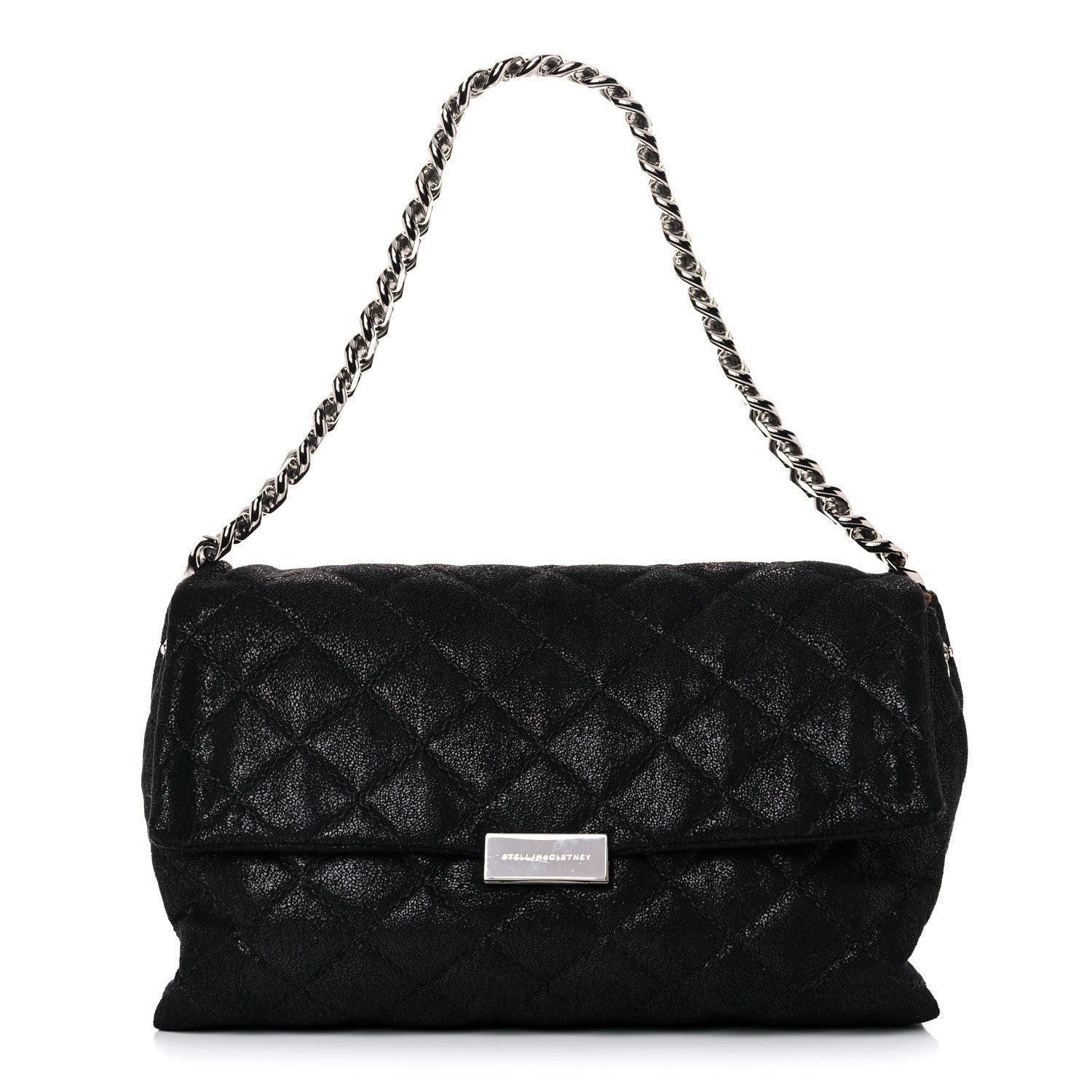 Stella McCartney Shaggy Deer Quilted Large Beckett Shoulder Bag Black 1 of 9