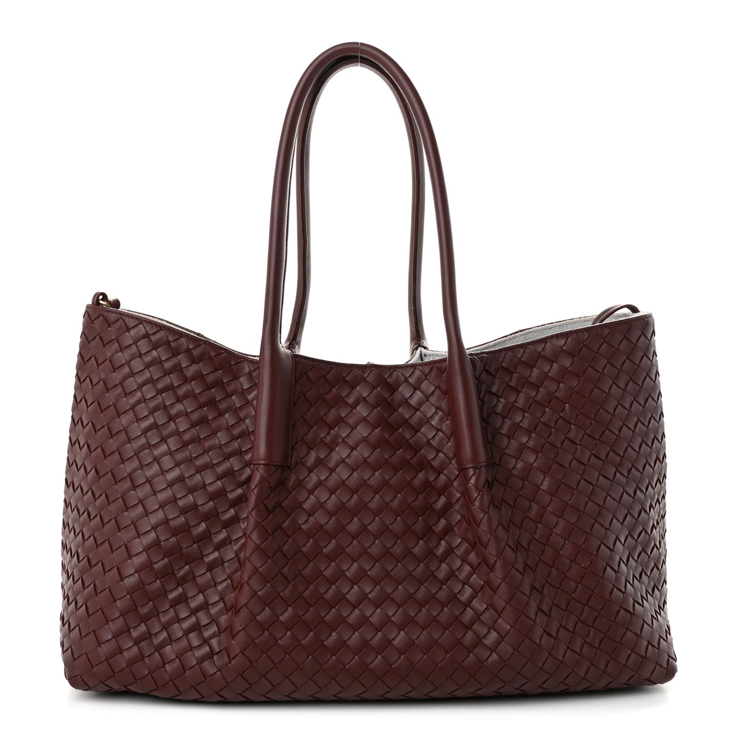 Calfskin Intrecciato Pinacoteca Reversible Tote Madder Brown Lunar
