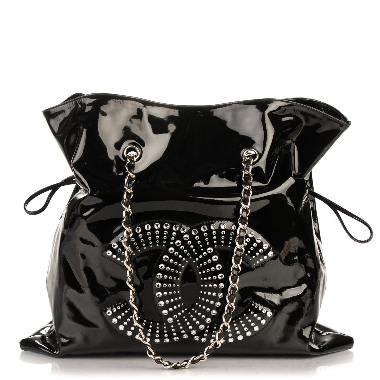 Patent Crystal Strass Bonbons Tote Black
