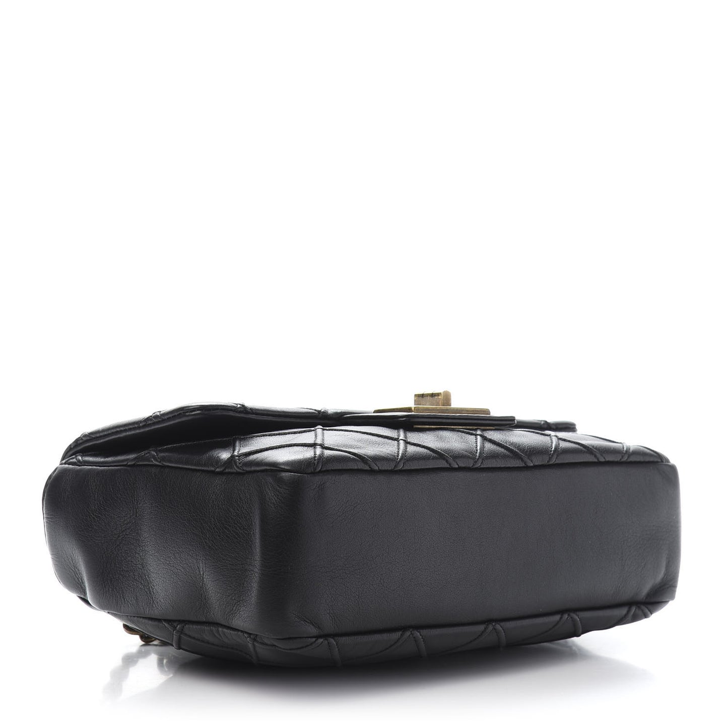 Calfskin Diamond Debossed Medium Cosmos Flap Black