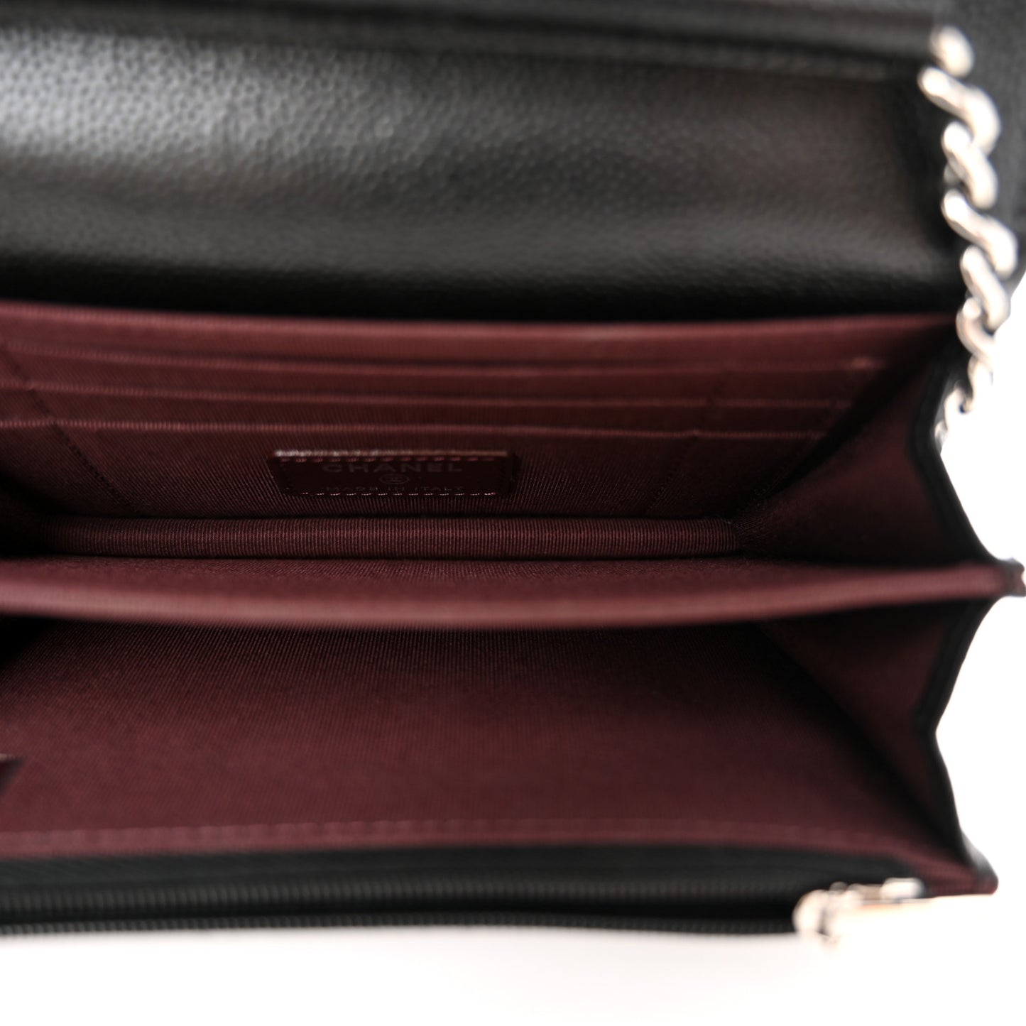 Caviar Quilted Mini Wallet On Chain WOC Black