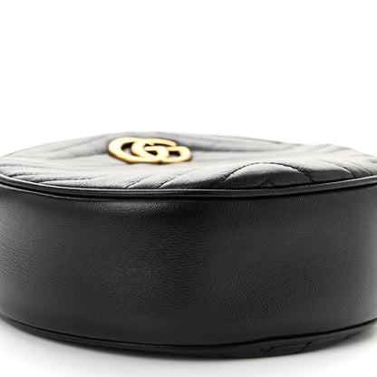 Gucci Azalea Calfskin Matelasse Heart Mini GG Marmont Round Shoulder Bag Black 9 of 10