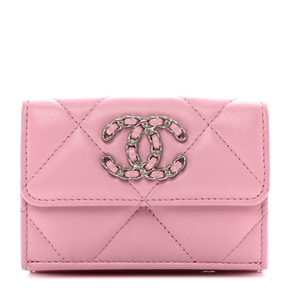 Chanel Goatskin Quilted Chanel 19 Small Flap Wallet Pink 1 of 9