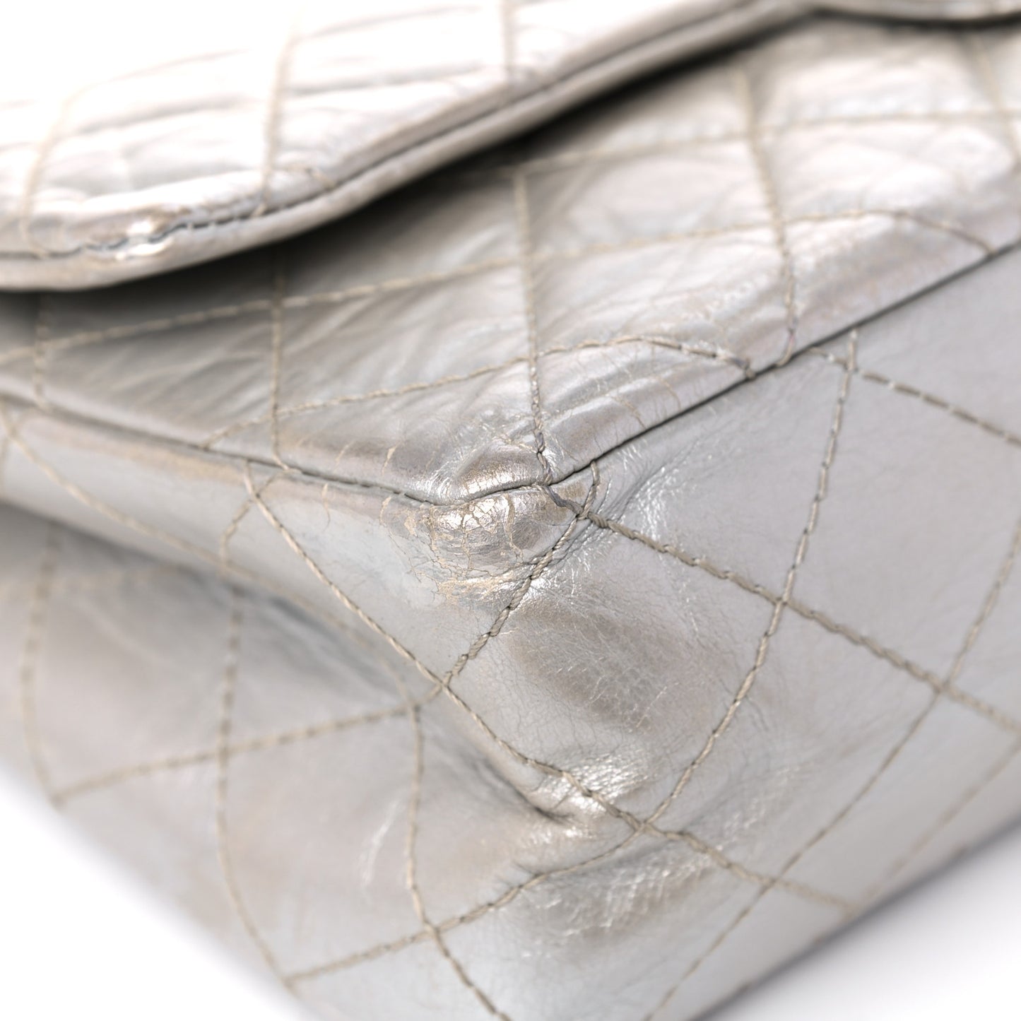 Metallic Aged Calfskin Quilted 2.55 Reissue 226 Flap Silver