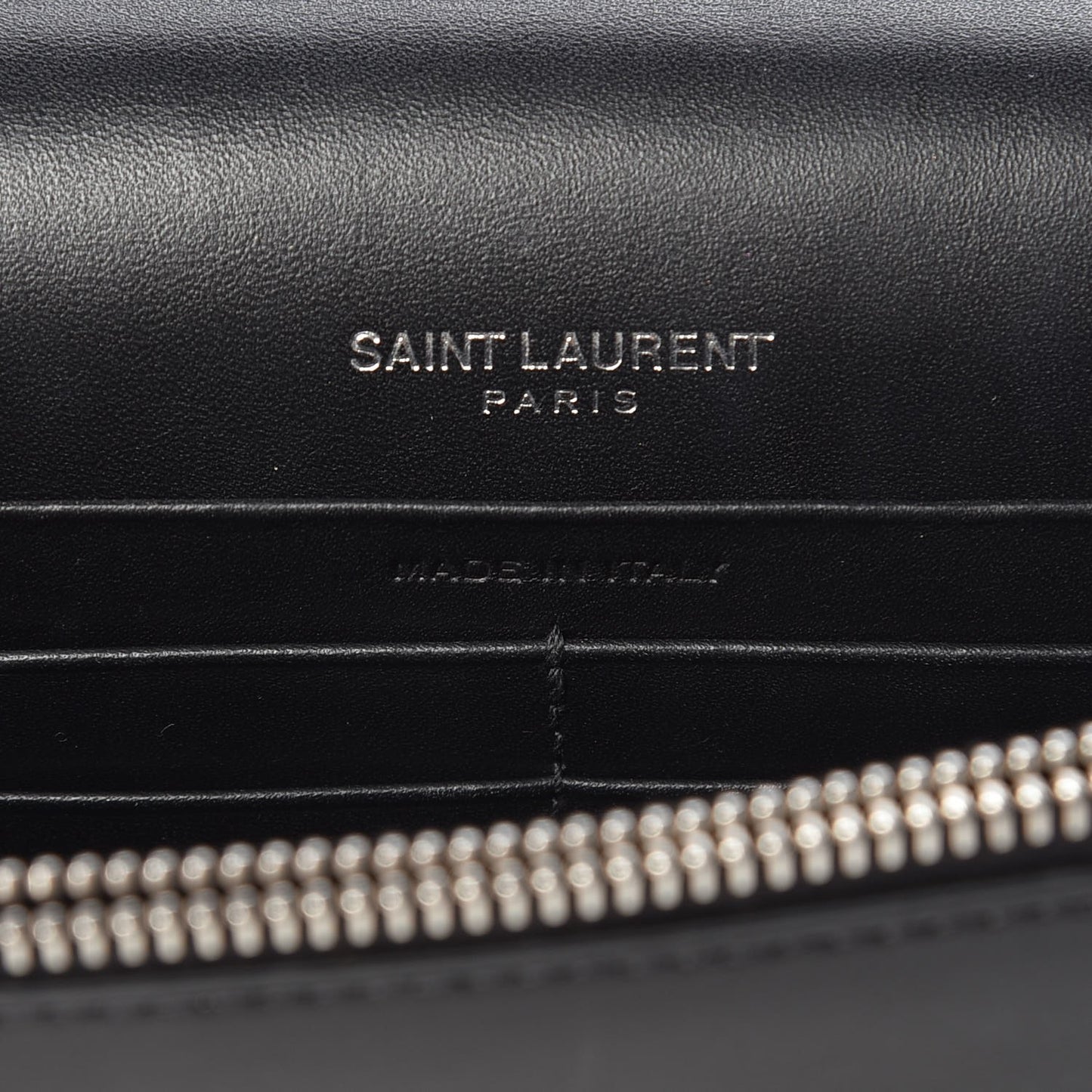 Smooth Calfskin Classic Monogram Kate Tassel Chain Wallet Black