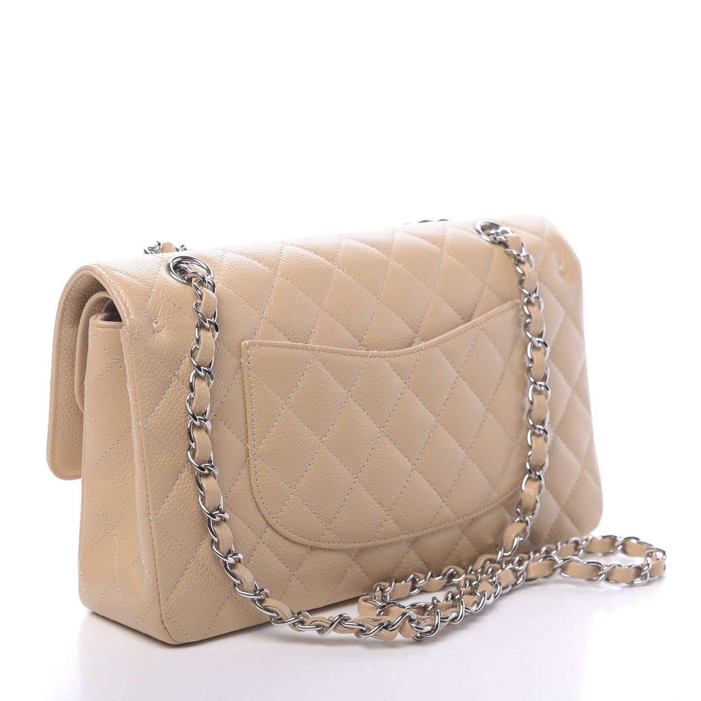 Caviar Quilted Medium Double Flap Beige Clair