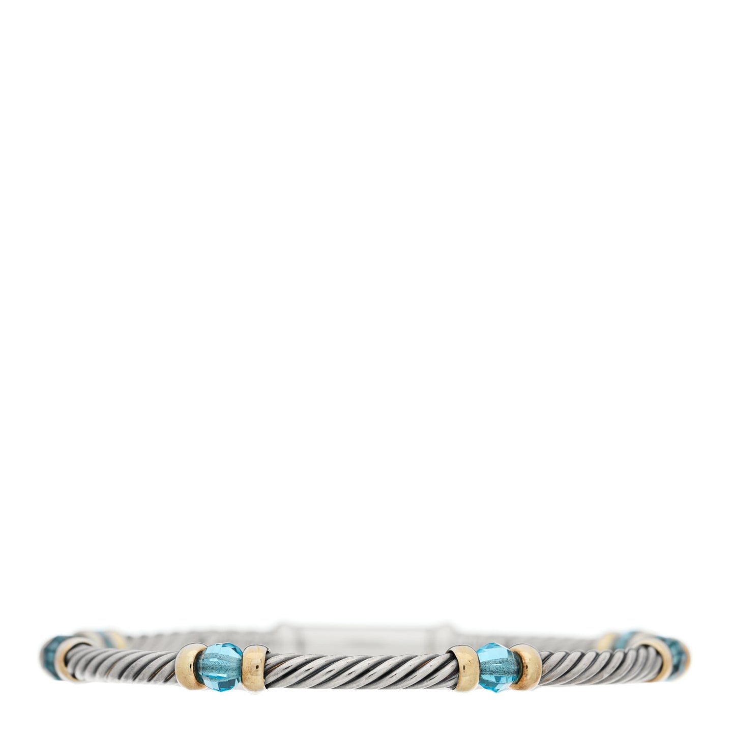 Sterling Silver 14K Yellow Gold Blue Topaz 4mm Hampton Bracelet
