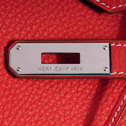 Hermes Taurillon Clemence Eclat Birkin 40 Sanguine White 8 of 20