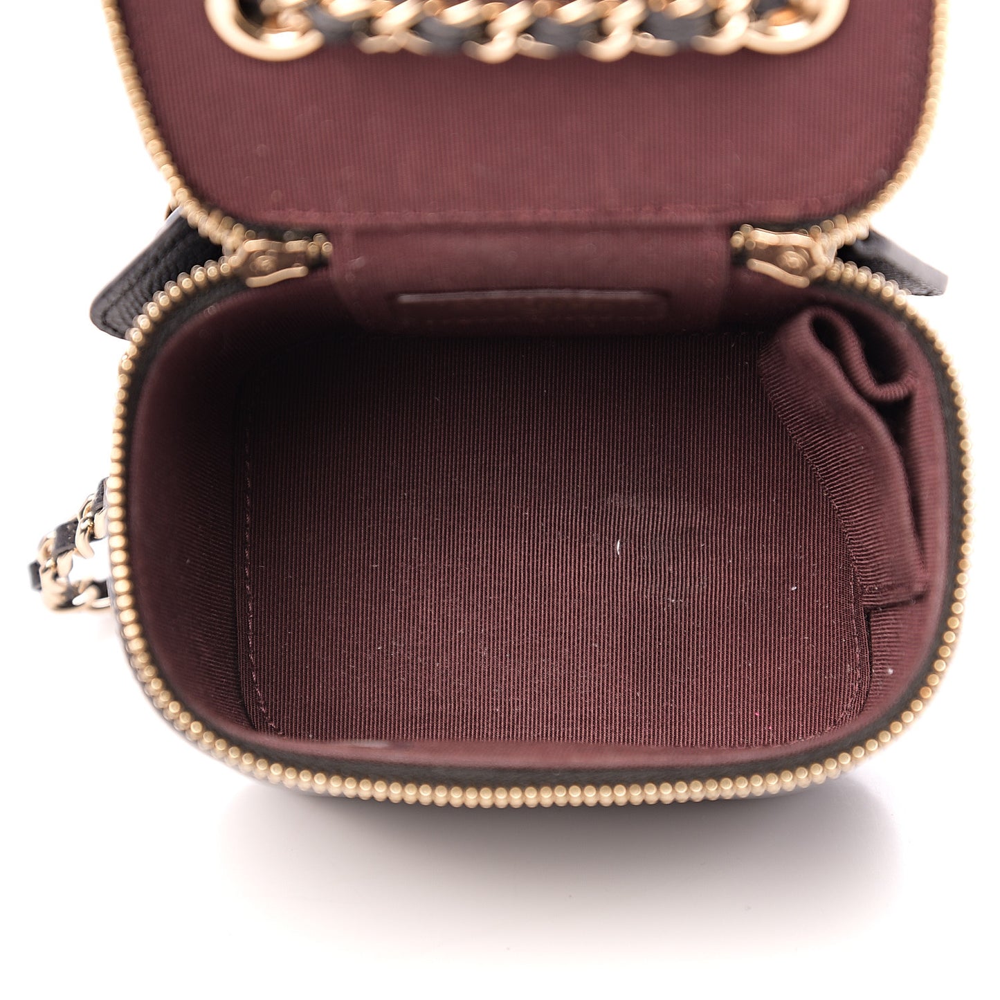 Caviar Quilted Mini Vanity Case With Chain Black