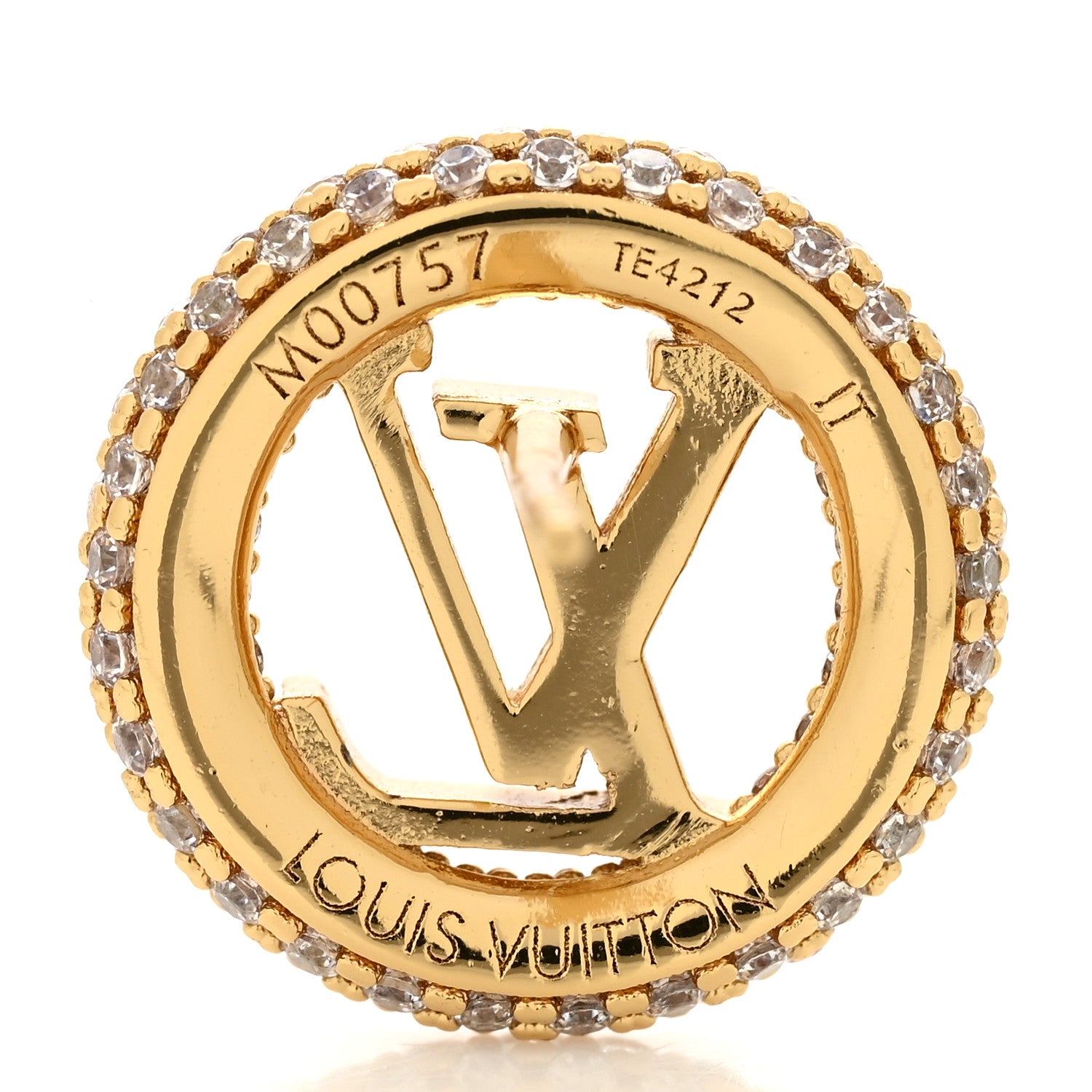 Louis Vuitton Metal Crystal Louise By Night Earrings Gold 4 of 5