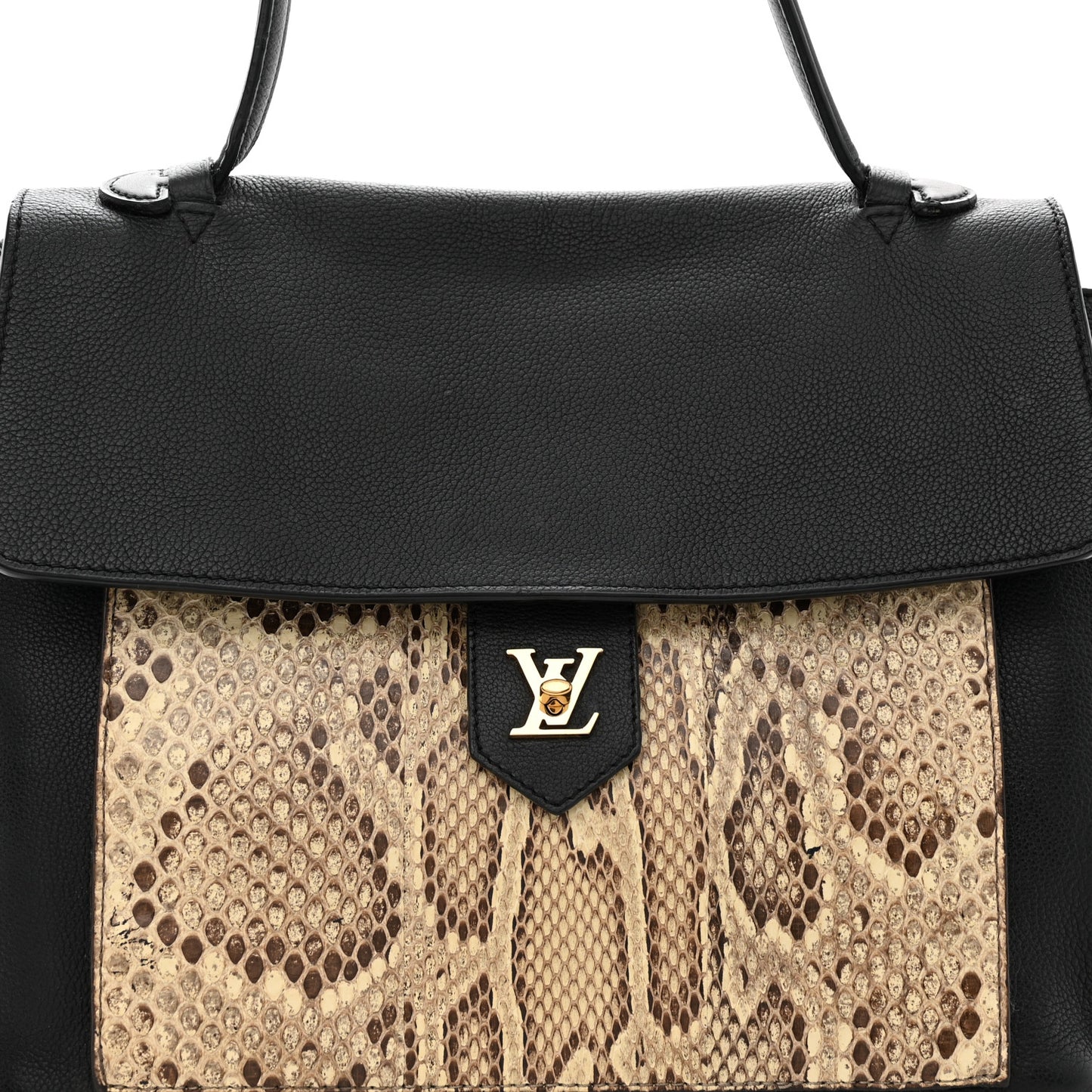 Calfskin Snakeskin Lockme MM Black