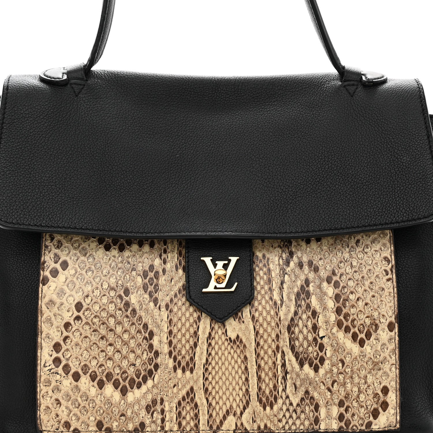 Louis Vuitton Calfskin Snakeskin Lockme MM Black 7 of 10