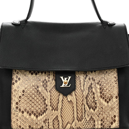 Louis Vuitton Calfskin Snakeskin Lockme MM Black 7 of 10
