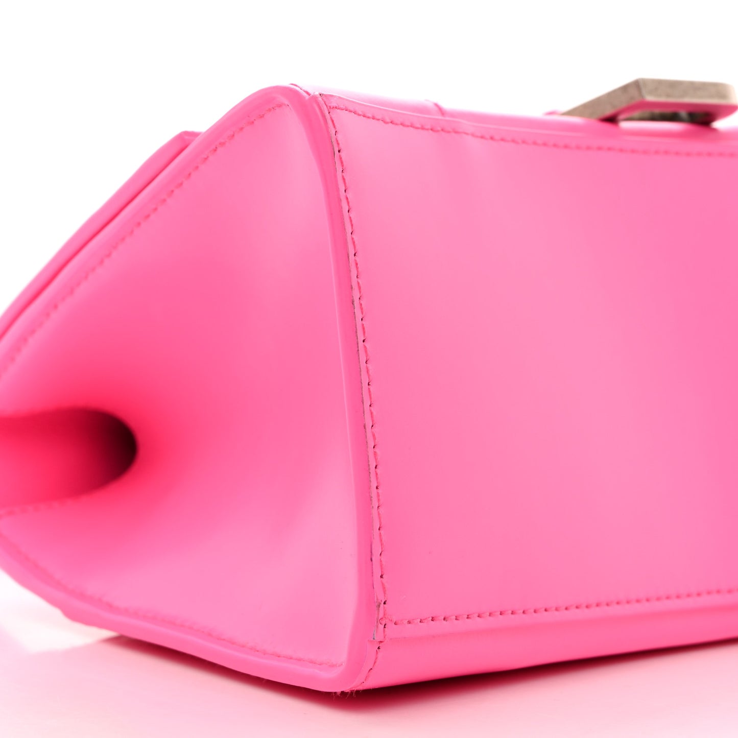 Shiny Box Calfskin Small Hourglass Top Handle Bag Fluo Pink