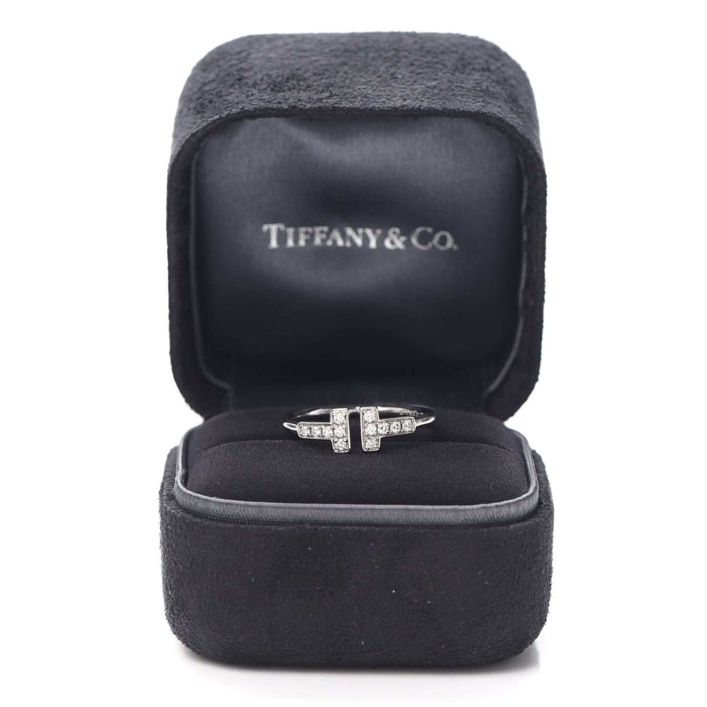 18K White Gold Diamond T Wire Ring 53 6.5